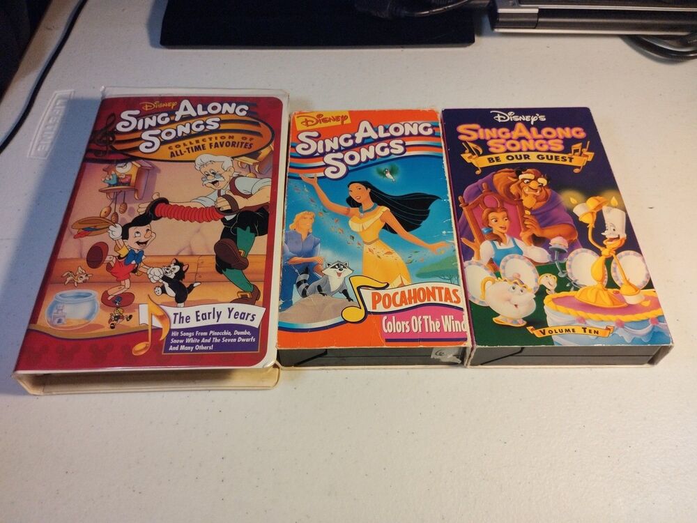 Disney Sing Along Songs VHS Lot of 3 - Beauty & The Beast, Pocahontas